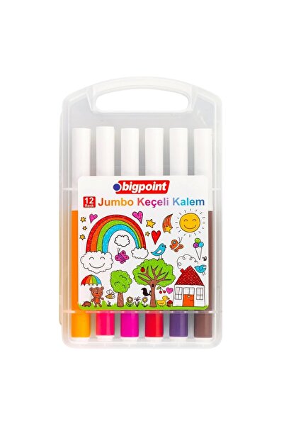 Bigpoint Jumbo Felt Tip Pen Set of 12 (Plastic Box)