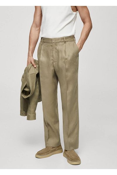 MANGO Man 100% linen regular fit trousers