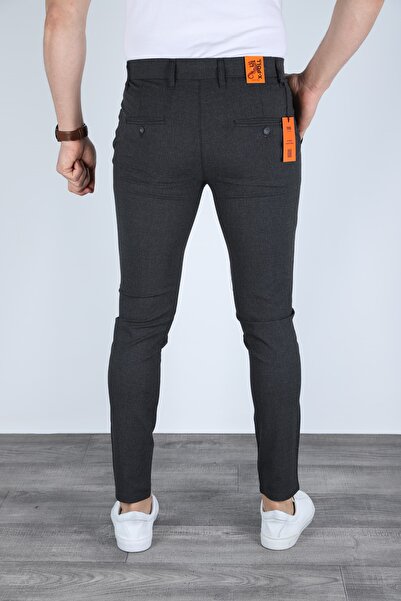 X-POLL Men's Dark Grey Color Italian Cut Quality Stretchy Lycra Ankle Length Fabric Pants