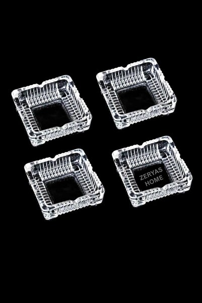 PİNK DESİGN KİTCHEN 4 Adet Kare Lüks Büyük Cam Küllük