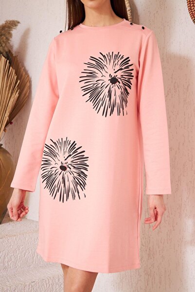 Darlin Moda Women's Powder Printed Button Detailed Tunic Dm60346