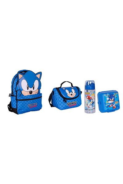Sonic Комплект чанти за училище и обяд SONIC Blue 3D - 4 части