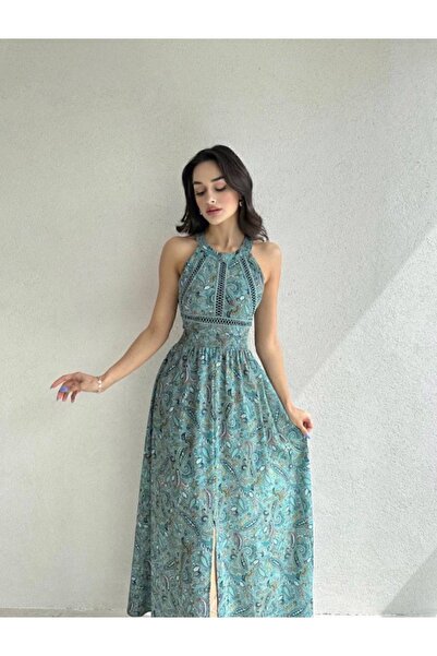 DERİNBOUTIQUE Kadın Yazlık Uzun Sırt Dekolteli Elbise