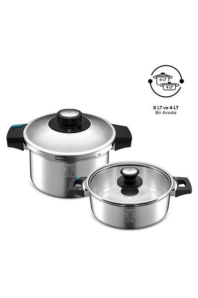 Karaca Schnelles und sicheres Induktions-Schnellkochtopf-Set 4+6 L