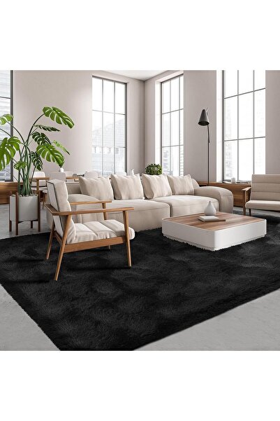 Vila Nova Home Siyah Post Peluş Yumuşak Yıkanabilir Kaymaz Dot Taban Antibakteriyel Salon Koridor Çocuk Halısı