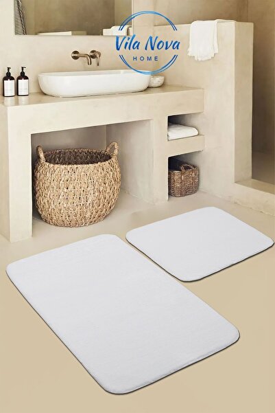 Vila Nova (80X50-50X40) Set de 2 bucăți de pluș alb moale, lavabil, covor de ...