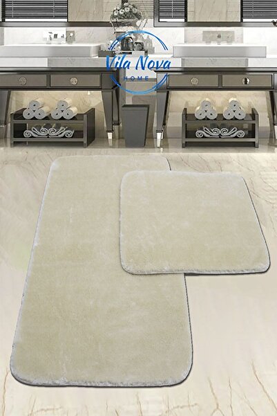 Vila Nova (60X100-60X50) Set de 2 bucăți de pluș bej moale, lavabil, covor de...