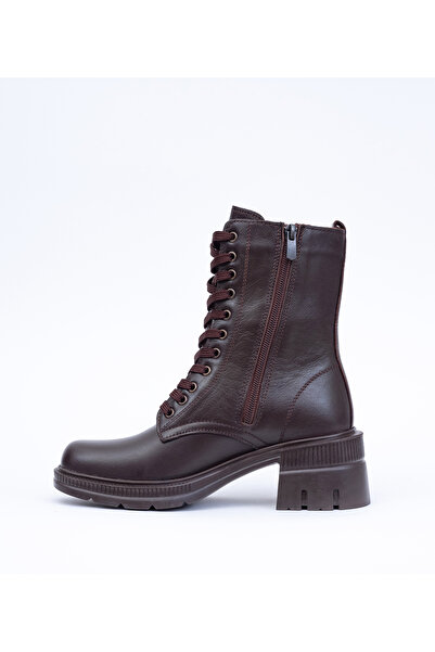 Bulls & Gulls Γυναικείες χειμερινές γνήσιες δερμάτινες μπότες με κορδόνια με φερμουάρ