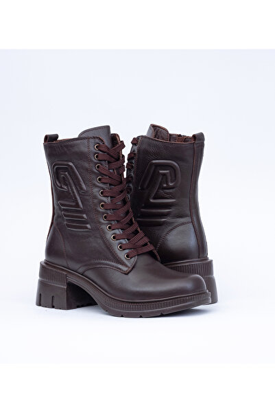 Bulls & Gulls Γυναικείες χειμερινές γνήσιες δερμάτινες μπότες με κορδόνια με φερμουάρ