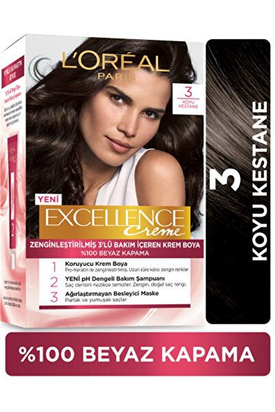 L'Oreal Paris L'oréal Paris Excellence Creme Saç Boyası - 3 Koyu Kestane