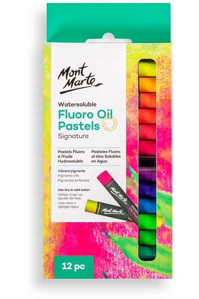 Mont Marte MM Water - Set of 12 Pastel Fluoro Oil Soluble