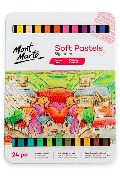 Mont Marte 24-Piece Soft Pastel Tin Signature Box