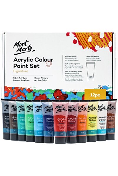 Mont Marte Akrilik Renkli Boya Seti 12 Parça x 75 ml