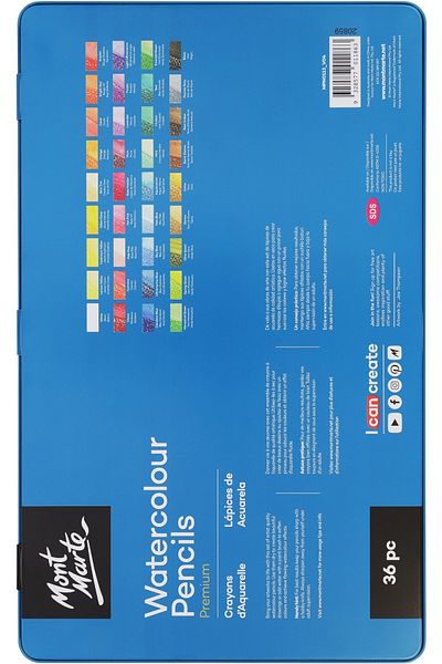 Mont Marte MM Premium 36-Piece Tin Box Watercolor Pencils