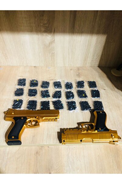 Marsel oyuncak Gold-Siyah ve Gümüş Renk Boncuklu Oyuncak Tabanca 2 Adet + 21 Paket Boncuk