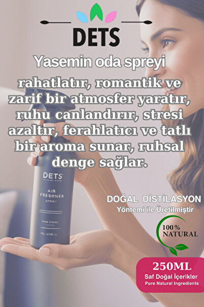 Dets Yasemin Oda ve Çamaşır Spreyi 250ml - Ferahlatıcı, Sakinleştirici ve %100 Doğal Koku