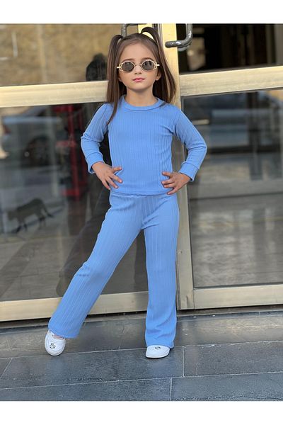 KTT TEKSTİL Seasonal Fabric Casual Nursery Set - Long Sleeve Badi and Spanish Pants Girl's Top and Bottom Set