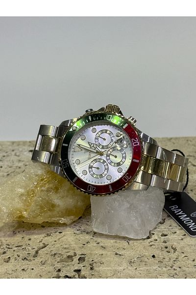 Raymond Men's Wristwatch G81030M-Redgrn-Ssgld-White