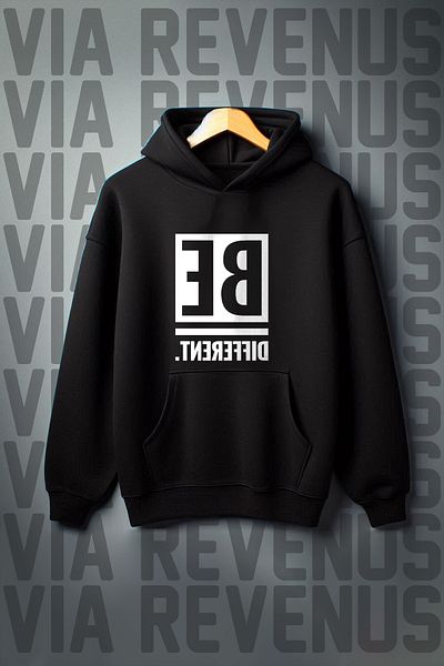 Vordevia Be Different Printed Kangaroo Pocket 3 Thread Raised Oversize Wide Fit Hooded Sweatshirt