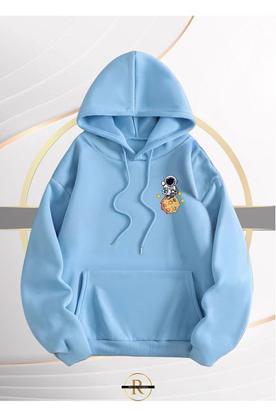 Risil-Nu Company Tendință unisex pentru noul sezon - Hanorac oversize imprimat pe spate Galaxy cu 3 fire