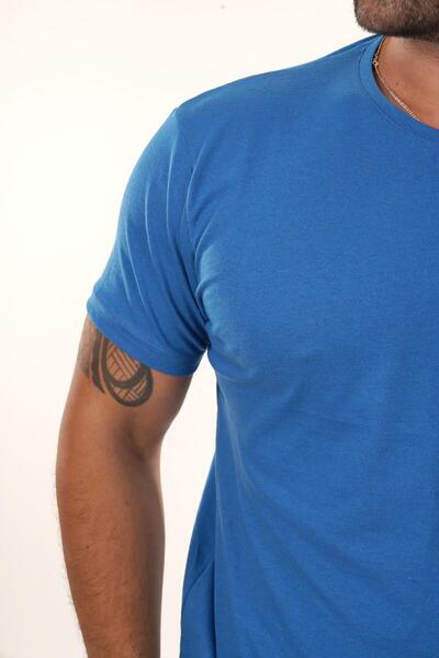 SCSARVİN Mavi Slim Fit Basic T-SHİRT TB