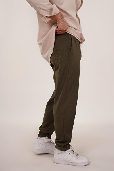SCSARVİN Khaki Linen Trousers - Crystal Design Tb