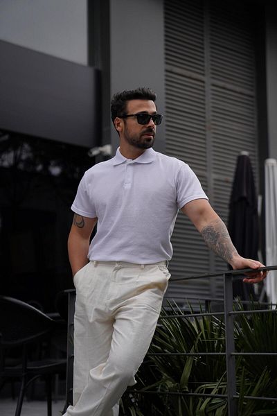 SCSARVİN Polo Collar White Lacos - TK 1004