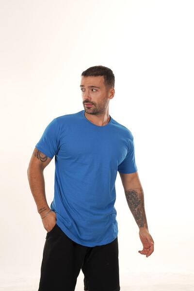 SCSARVİN Mavi Slim Fit Basic T-SHİRT TB