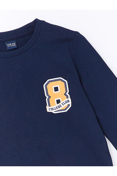 LC Waikiki Boy - Crew Neck and Printed Long Sleeve T-Shirt
