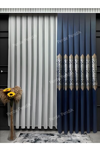 Perde Pendik Liva-Avent Pattern Background Curtain Close Law Pleat (Single Wing)
