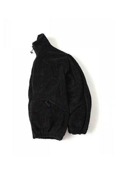 Genel Markalar Unisex Siyah Oversize Peluş Ceket