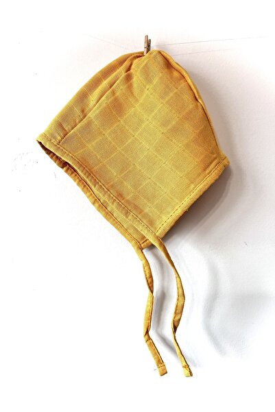 runbaby Tek Kat Müslin Çift Taraflı Bebek Bonnet Şapka (3-9 AY) - Hardal