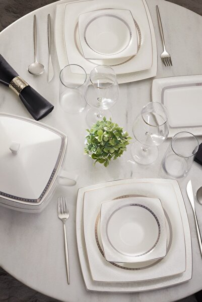 Karaca Fine Pearl Lorenzo 62 Parça 12 Kişilik Kare Yemek Takımı