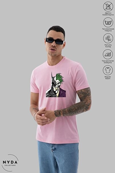 Nyda Collections Ανδρικό μπλουζάκι με κοντό μανίκι από βαμβάκι με στάμπα Batm...