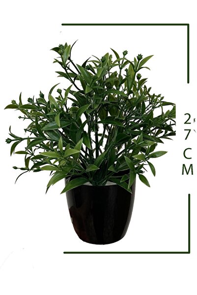 Lilac Home Yapay Çiçek Siyah Saksılı Yoğun Dallı Yeşil Demet