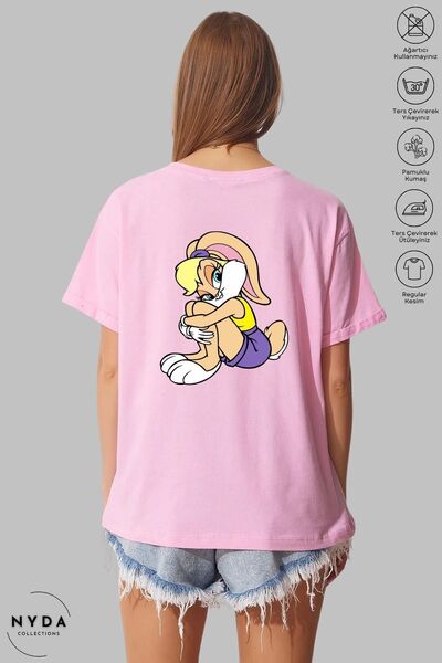 Nyda Collections Lola Bunny majica sa širokim krojem od pamuka za žene - okru...