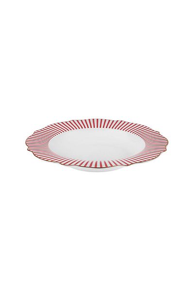 Karaca New Romantic Red Pinstripe Pit Saucer 24 cm