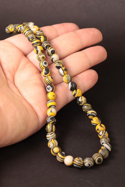 CessNova Yellow Black Oriental Turquoise 8mm Stone - Certified String (1 Piece)