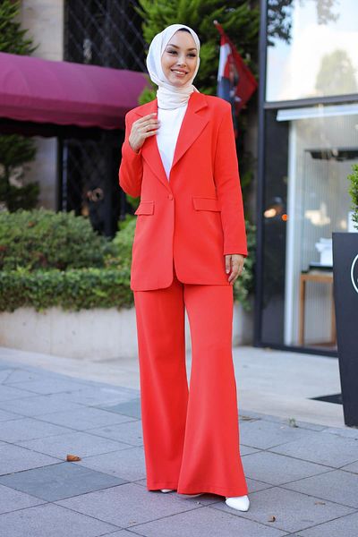 meqlife Brick Colored Almira Jacket and Trousers Set