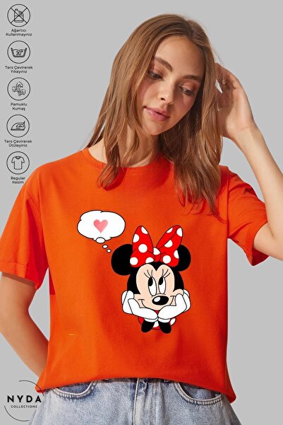 Nyda Collections Tricou oversize din bumbac cu imprimeu Mickey Mouse pentru d...