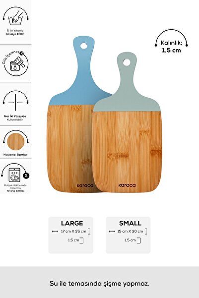 Karaca Pony 2'li Bambu Sunum Tahtası Blue 30/35 Cm