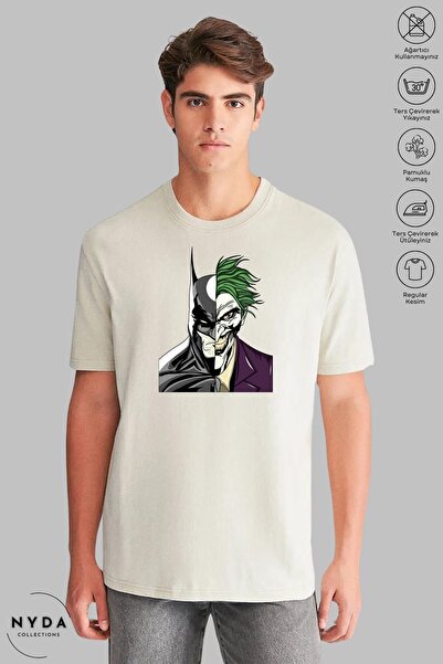 Nyda Collections Ανδρικό μπλουζάκι με κοντό μανίκι από βαμβάκι με στάμπα Batm...