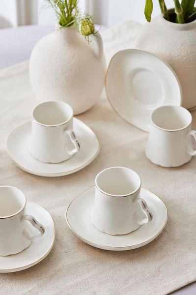 Karaca Volga 6-Person Coffee Cup Set - 80 ml Classic