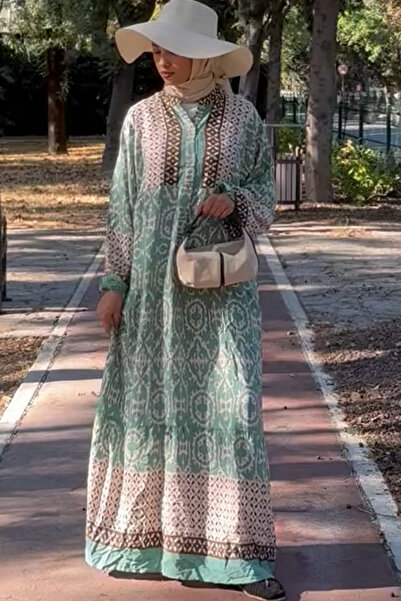 QLAY فستان صيفي نسائي من الفيسكوز مقاس كبير باللون الأخضر