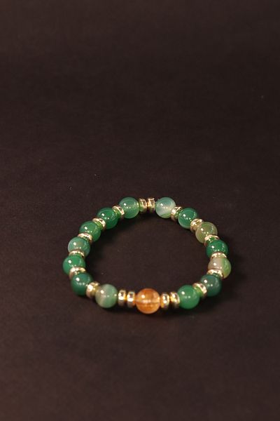 CessNova Certified 100% Genuine Green Agate, Citrine and Gold Hematite 8mm Natural Stone Bracelet