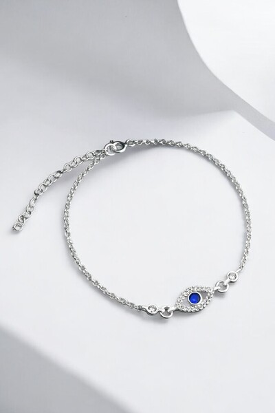 jelux silver Gümüş 925 Ayar Zirkon Taşlı Nazar Model Bileklik