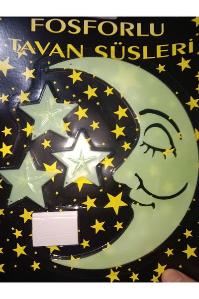 HANK TİCARET Phosphorescent Ceiling Ornaments Moon and 3 Stars