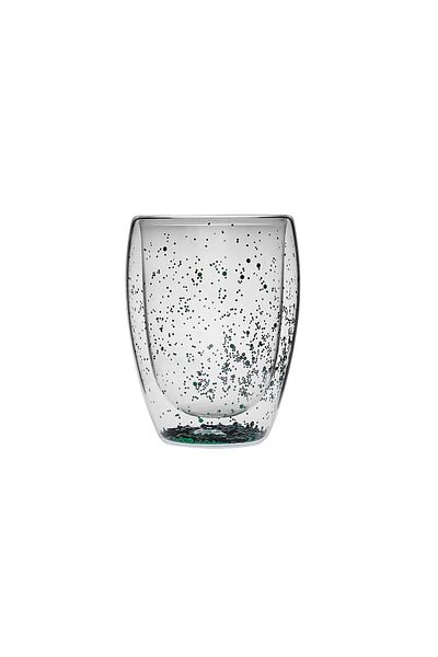 Karaca Pia Double Walled Green Glitter Water Glass 350 Ml