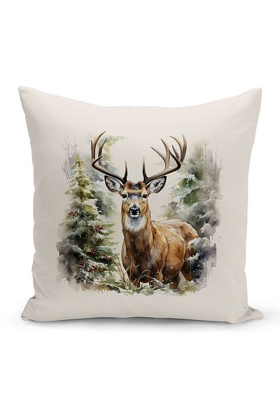 Bertille Home New Year Series Double Sided Digital Printed Throw Pillow Case (Christmas Christmas Cushion Cover)