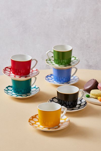 Karaca Polka Dot Coffee Cup Set for 6 People 80 ml